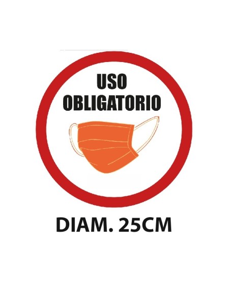 ADHESIVO USO OBLIGATORIO DE MASCARILLA 25CM