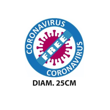 ADHESIVO ESTABLECIMIENTO LIBRE DE CORONAVIRUS 25CM