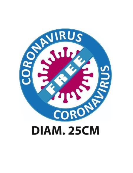 ADHESIVO ESTABLECIMIENTO LIBRE DE CORONAVIRUS 25CM