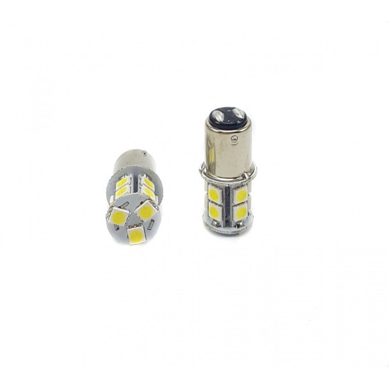 LAMPARA 12V LED 2 POLOS BAY15D WHITE 6000K 4W 13SMD 2UDS