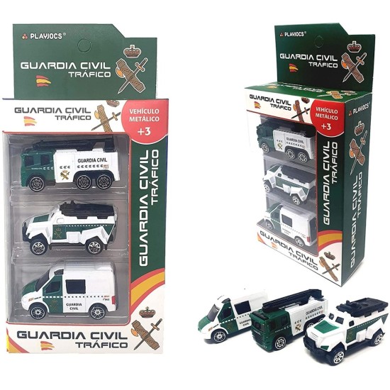 VEHICULOS GUARDIA CIVIL DE TRAFICO METALICOS PACK 3 UDS
