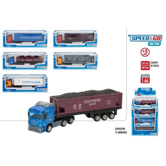 CAMION REMOLQUE METAL 1/64 SURTIDOS EXP.12UDS