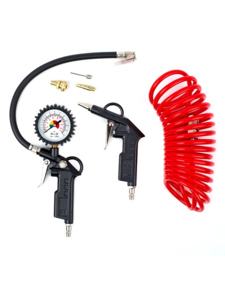 CONJUNTO PISTOLA CON MANOMETRO+PISTOLA SOPLADORA + MANGUERA 5M