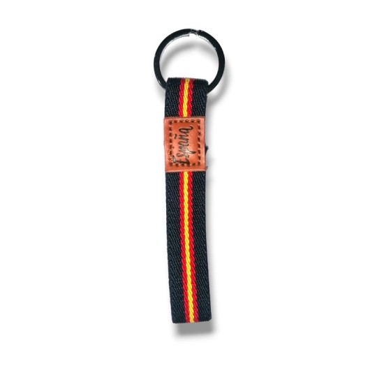 LLAVERO BANDERA DE ESPAÑA AZUL C/CUERO
