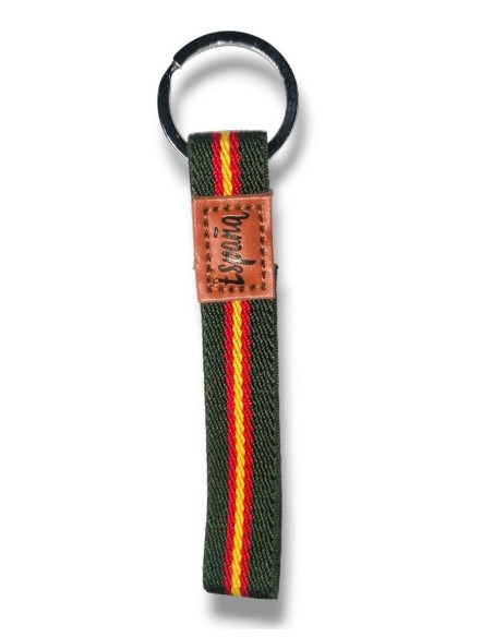 LLAVERO BANDERA DE ESPAÑA VERDE C/CUERO