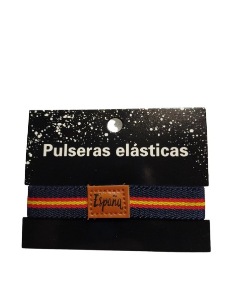 PULSERA ELASTICA C/CUERO ESPAÑA AZUL