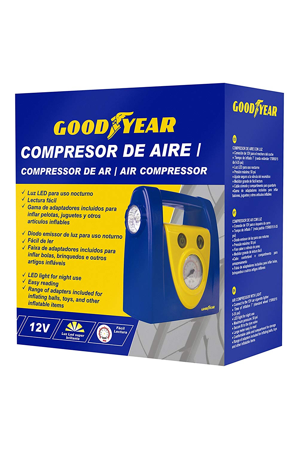 Comprar COMPRESOR DE AIRE GOODYEAR 120 PSI 3,5 BAR 12V en NombreTienda