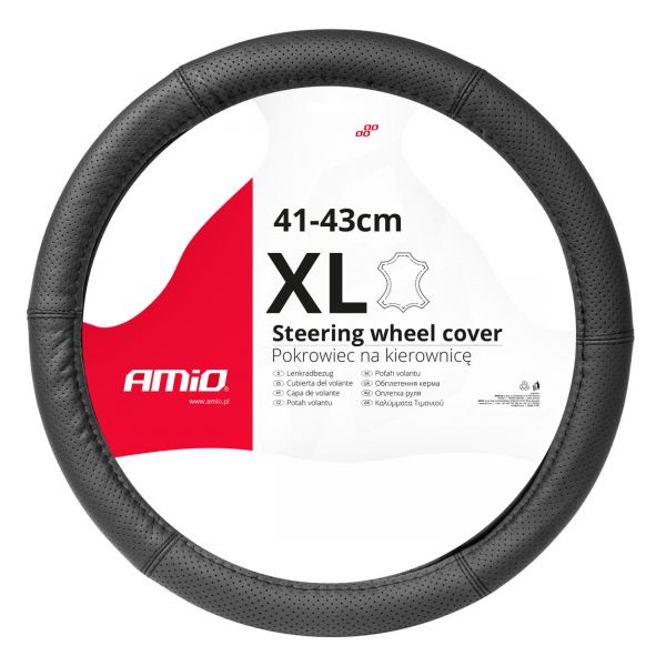 FUNDA DE VOLANTE CAMION 100% PIEL MICROPERFORADA NEGRA 41-43 (EQ42/44)