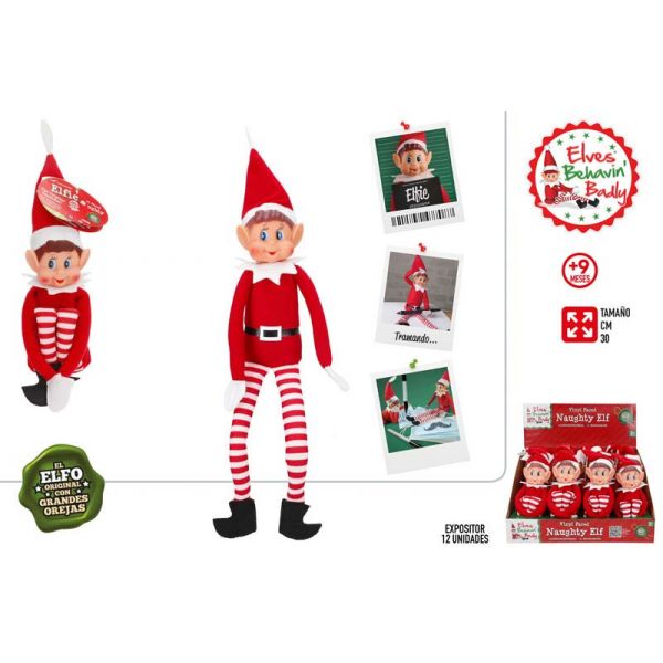 ELFO DE NAVIDAD MULTICOLOR 30CM EXP.12UNIDS