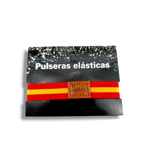 ✓Pulsera Elástica Bandera España Y Azul Etiqueta Policía Nacional