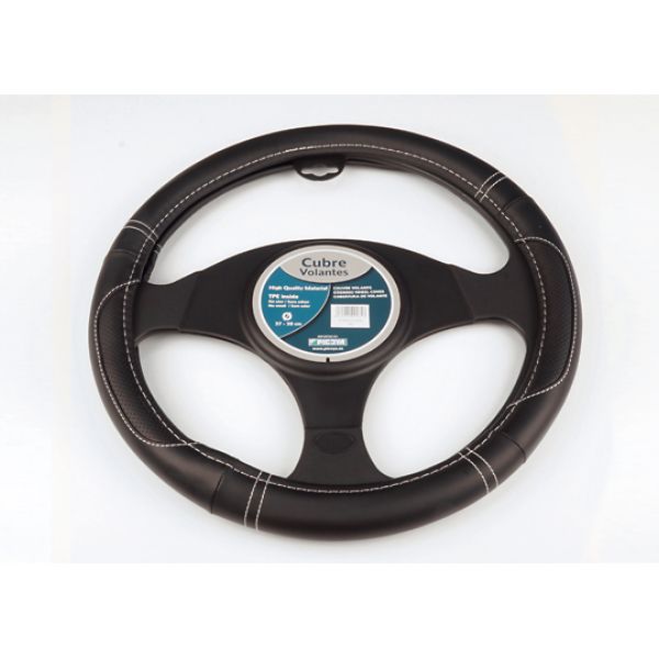 FUNDA DE VOLANTE DE CAMION 100% PIEL NEGRO/BLANCO TALLA 44-46