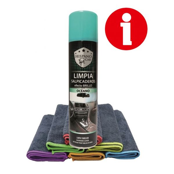 LIMPIA SALPICADERO BRILLO CON BAYETA AROMA OCEANO 400ML HISPANOCAR