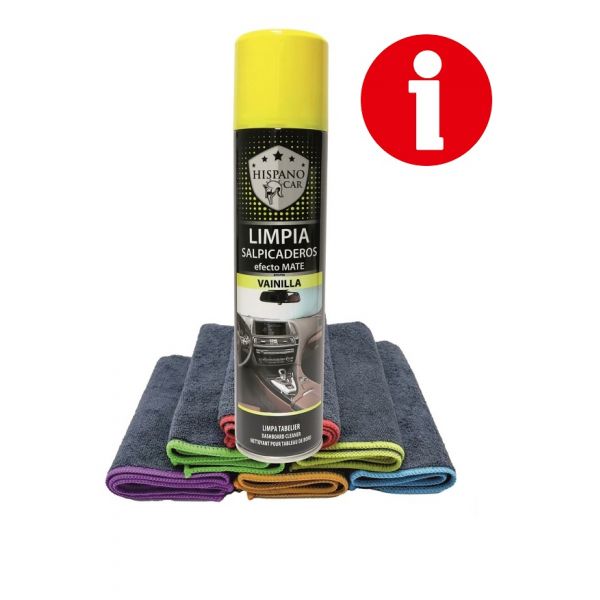 LIMPIA SALPICADERO MATE CON BAYETA AROMA VAINILLA 400ML HISPANOCAR