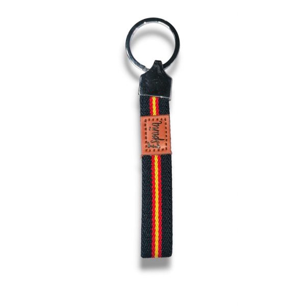 LLAVERO BANDERA DE ESPAÑA AZUL METAL CROMADO
