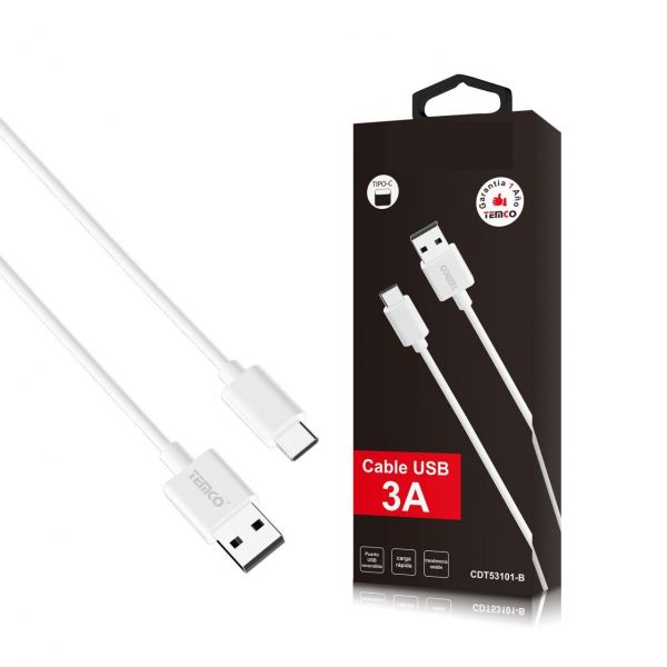 CABLE 3.A 1M TIPO C CARGA ULTRA RÁPIDA 5V NEGRO