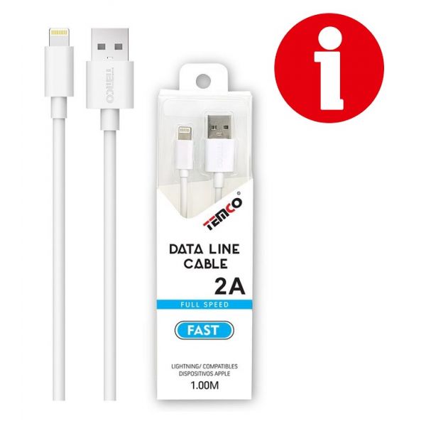 CABLE DE TELEFONO 2.A 1M IPHONE 5V BLANCO